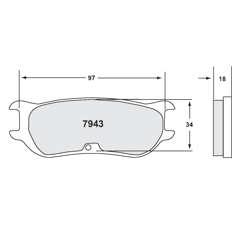 Sprint / medium distance compound with good bite. Race brake pads - Formula 3 brake pad
for retraction system